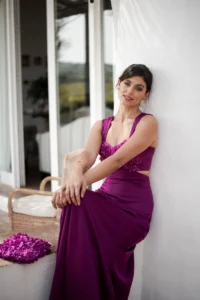 vestido petalo frambuesa