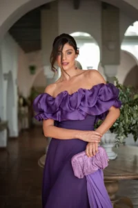 vestido solene ciruela