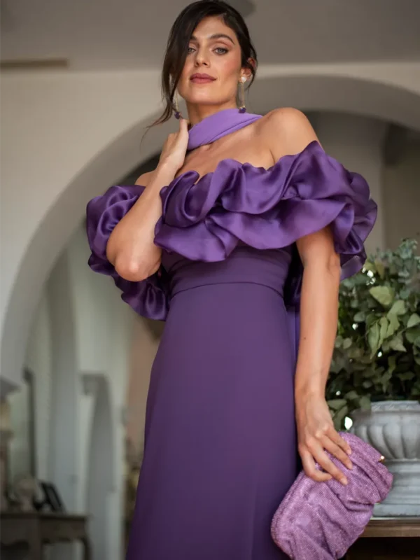 vestido solene ciruela