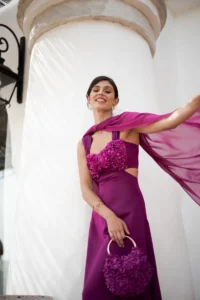 vestido petalo frambuesa