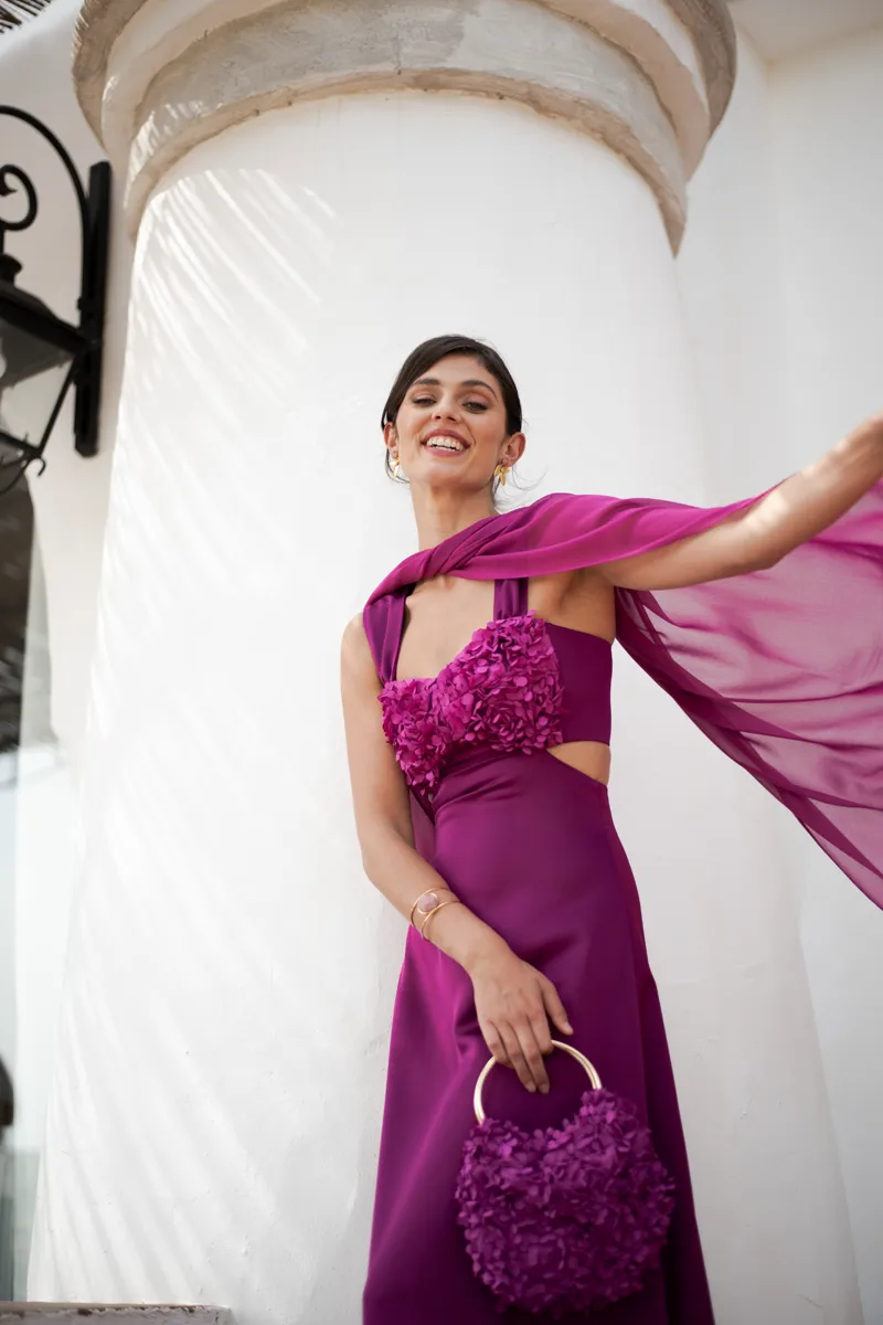 vestido petalo frambuesa