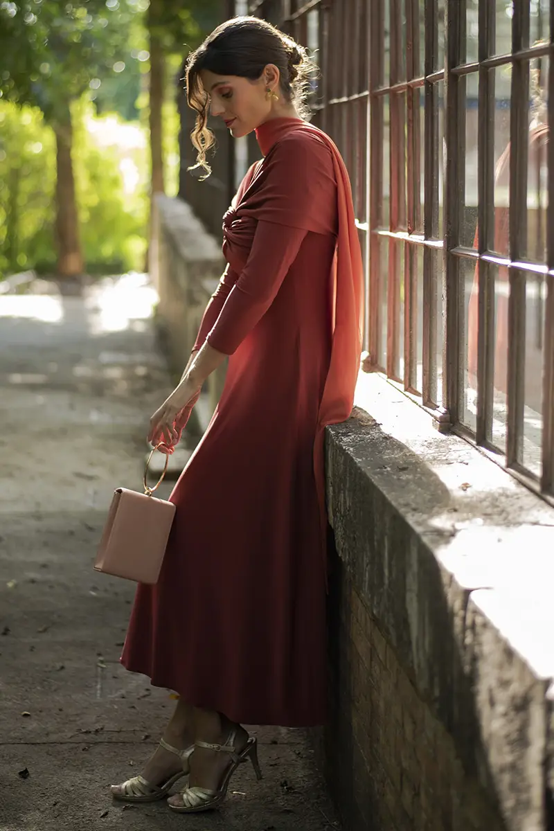 vestido aurenza teja vestido aurenza teja