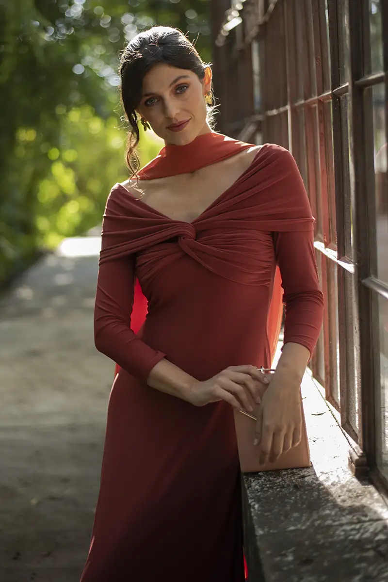 vestido aurenza teja vestido aurenza teja