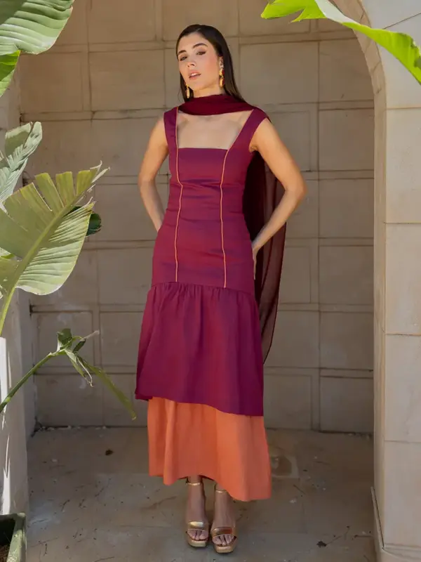 vestido leslie burgundy