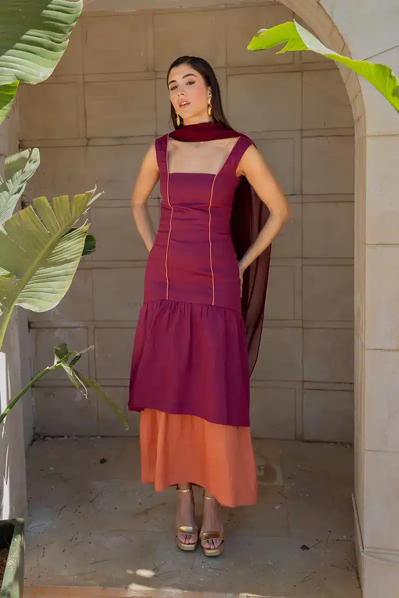 vestido leslie burgundy
